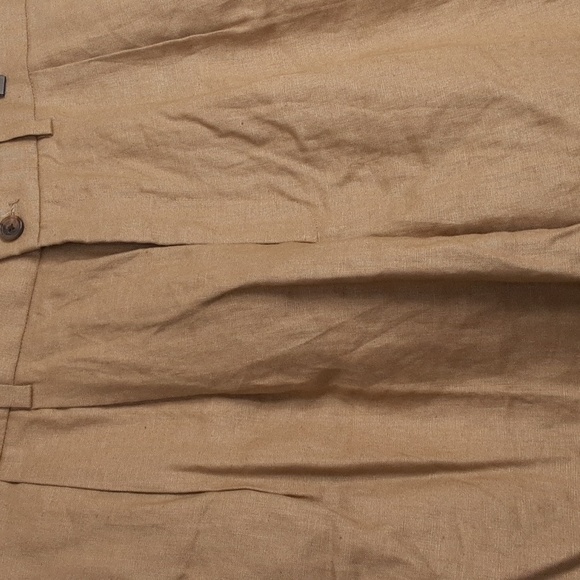 Brook Brother Linen Pleated Front Pocket Tan Shorts - Picture 3 of 11
